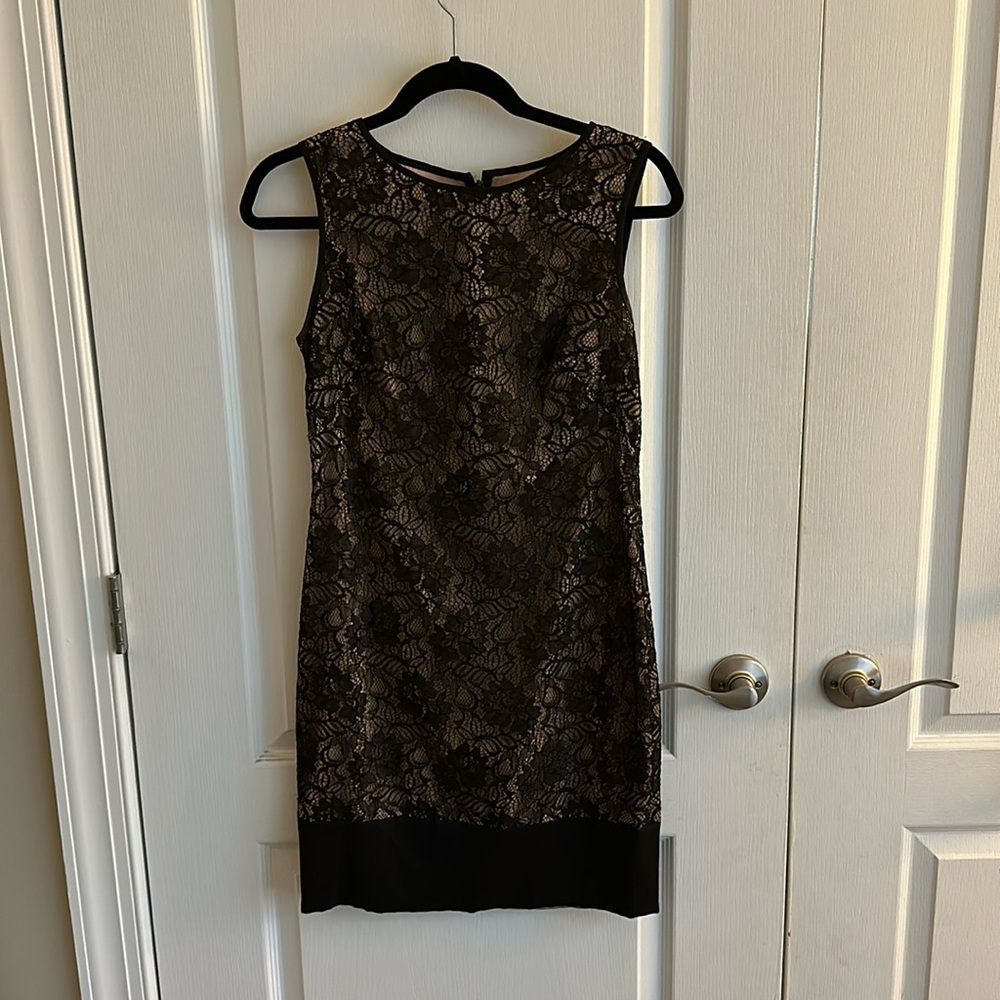 Cache Lace Overlay Cocktail Dress